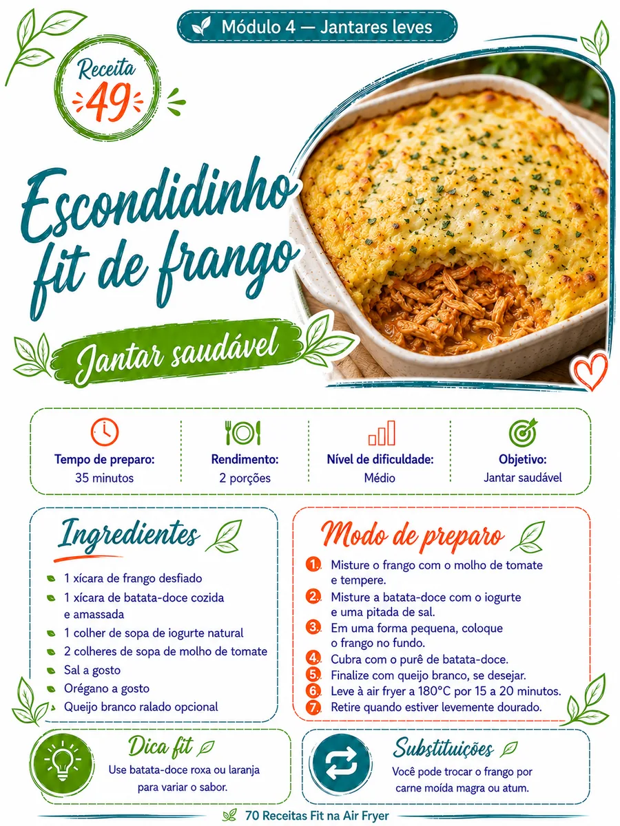 Receita de escondidinho fit de frango